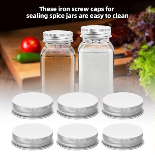 48 Pack Silver Iron Jar Lids for 4oz & 6oz Spice Jars