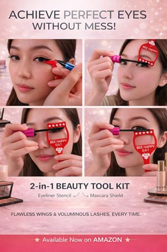 Q&T Faux Lash 600-Piece 40D-50D D Curl Cluster Lashes 8-16mm (Individual Box) with Free Mascara Shield & Eyeliner Stencil, Beginner-Friendly