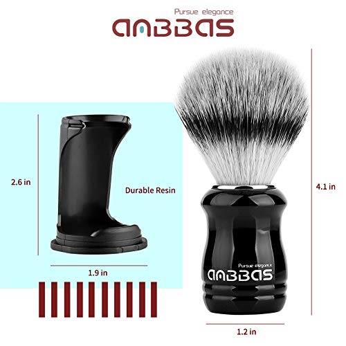 Anbbas 2-in-1 Shaving Brush & Stand (Resin) Vegan Faux Badger Hair Lather Tool