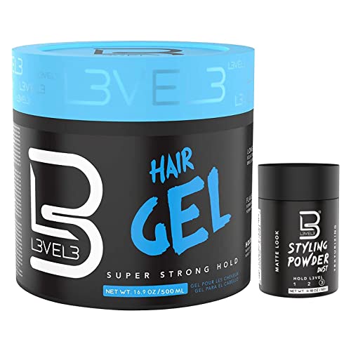 L3 Super Strong Hold Hair Gel Small with Powder - Flake Free & Long Lasting Shine