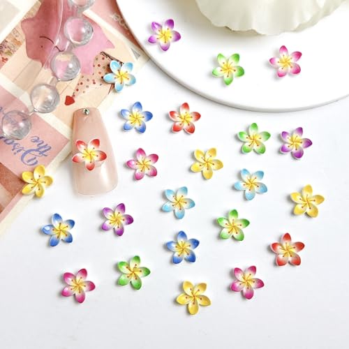 100Pcs 3D Colorful Flower Nail Charms - Floral Nail Gems for DIY