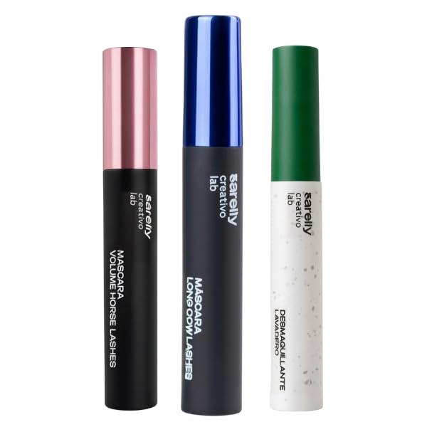 SARELLY Mascara Kit - Waterproof Volume & Gentle Eye Makeup Remover | Vegan & Cruelty-Free | 3-Pack