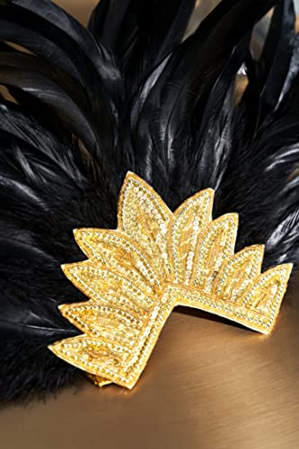 1920s Flapper Showgirl Feather Headpiece with Crystals