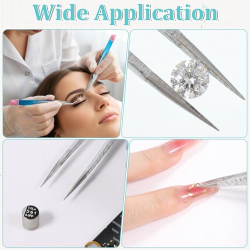 Crystal Blue Tweezer Kit - 2PCS Precision Nail & Craft Tweezers