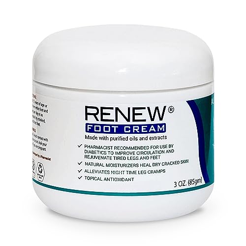 Renew Foot Cream for Dry Cracked Heels - 3 Ounce All-Natural Hydrating Cream