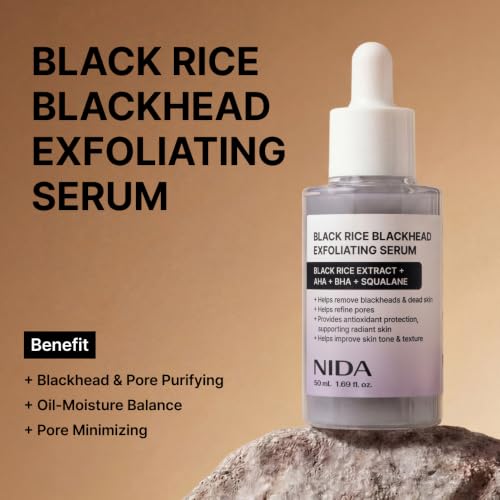 NIDA Black Rice Exfoliating Serum - Daily Face Scrub for All Skin Types, 50ml