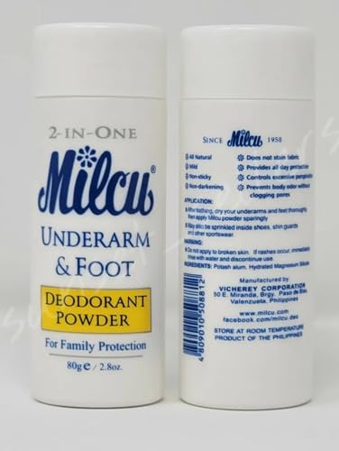 Milcu Alcohol-Free Deodorant Powder for Underarms & Feet - 80g