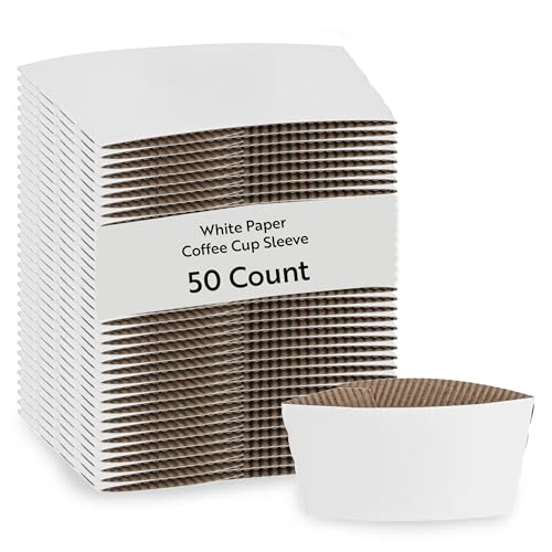 Disposable Coffee Cup Sleeves - 50 Pack, Fits 12-20 oz Cups, Heat-Resistant