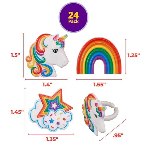 DecoPac Unicorn Cupcake Rings - 24 Magical Food Safe Toppers