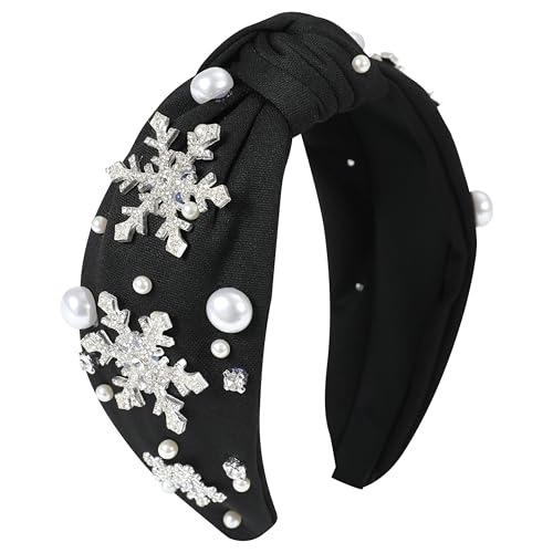 Gmmidea Christmas Snowflake Headbands for Women Black Holiday Hair Accessory