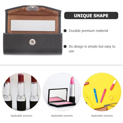 Beavorty Lipstick Case with Mirror - PU Leather Portable Cosmetic Organizer