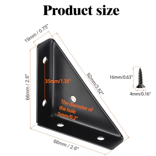 L&M Heavy Duty Triangular Shelf Brackets - 4 Pack Metal Support
