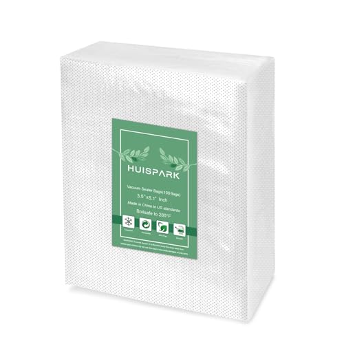 HUISPARK Vacuum Sealer Bags - 100Pcs 3.5" x 5.1" Heavy Duty Food Storage