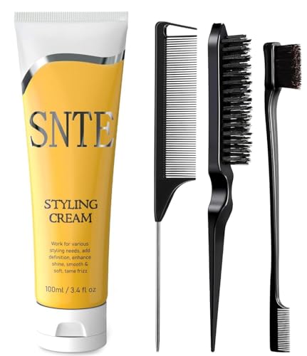 Samnyte Slick Back Hair Styling Kit with Cream & Brushes for Women & Kids