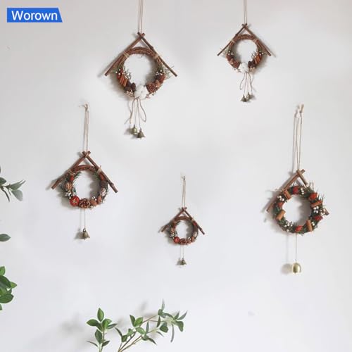 Worown 20 Pcs Mini Natural Grapevine Wreaths - 2.36 inch for DIY Decor