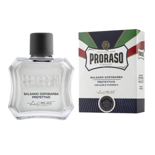 Proraso After Shave Balm - Aloe Vera & Vitamin E - Protective After Shave Cream Formula for Dry, Rough Skin & Beard - Premium Italian Shaving for Men - 3.4oz