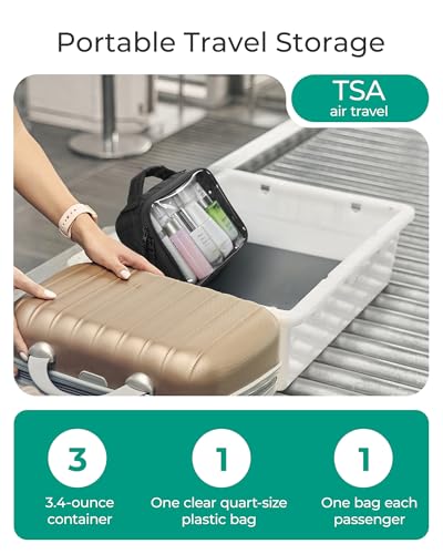 BAGSMART TSA-Approved Clear Toiletry Bag - Pink Travel Makeup Bag