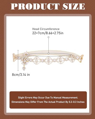 Gold 1920s Flapper Headband for Women Vintage Art Deco Hair Accessories