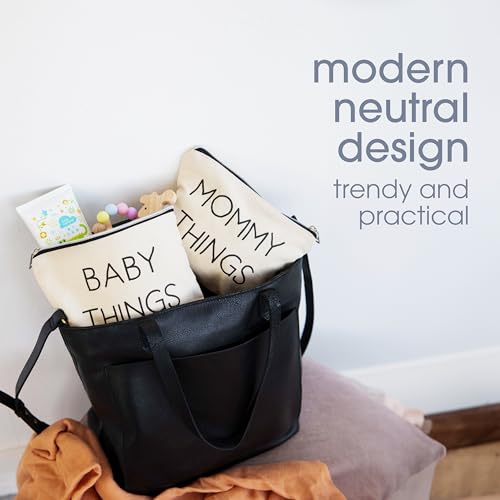 Pearhead Mommy and Baby Canvas Zipper Pouch Set - 2 Organizers