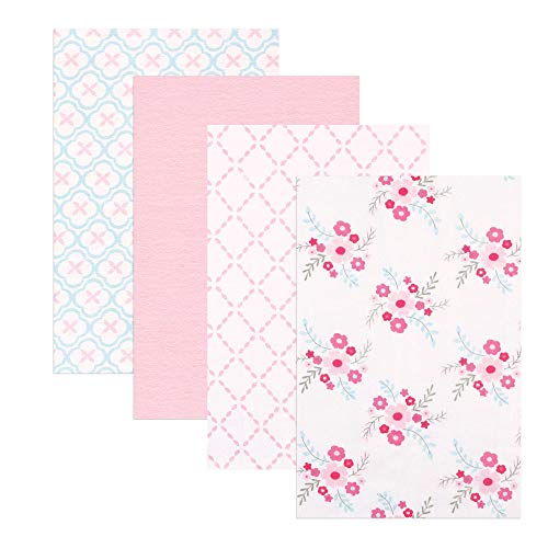 Luvable Friends Baby Cotton Flannel Receiving Blankets 4-Pack