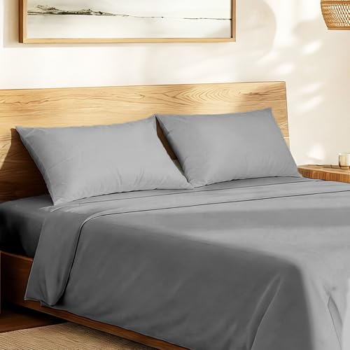 Lirex 2 Pack King Cotton Pillowcases - Breathable Dark Grey, 20"x36"