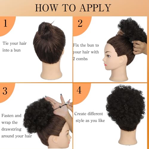 AISI QUEENS Afro Puff Drawstring Ponytail Natural Black Medium - Kinky Curly Hair Extension