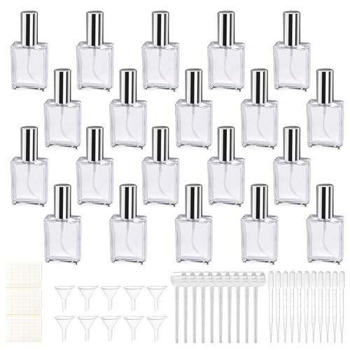 15ml Clear Glass Fine Mist Spray Bottles - 20 Pack with Accessories