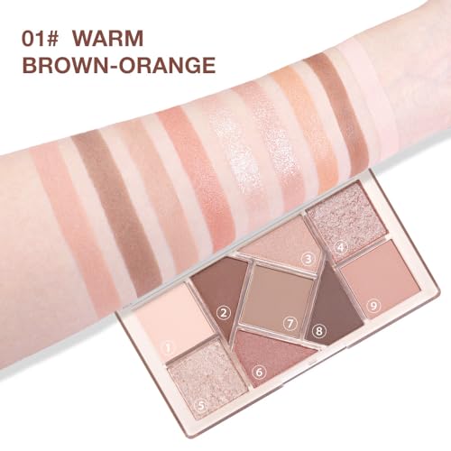 Amy's Diary 9-Color Taupe Matte & Shimmer Eye Shadow Palette Waterproof & Cruelty-Free