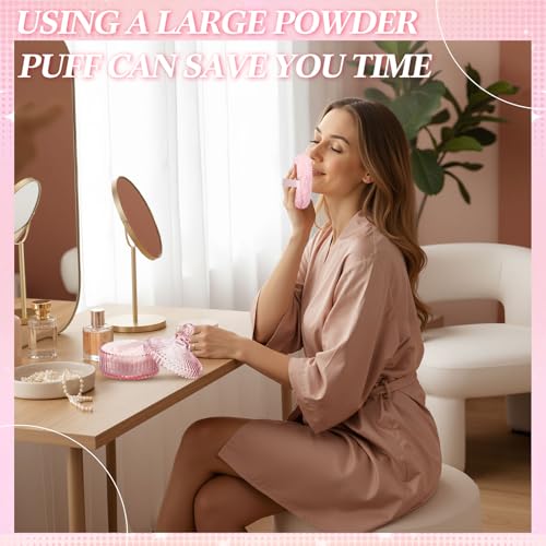 Extra Large Body Powder Container Set with Puff - Pink (2 Pcs)