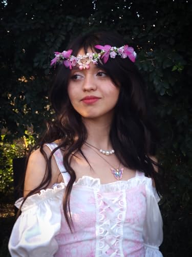 Handmade Fairy Butterfly Crown - Elven Flower Headpiece for Weddings