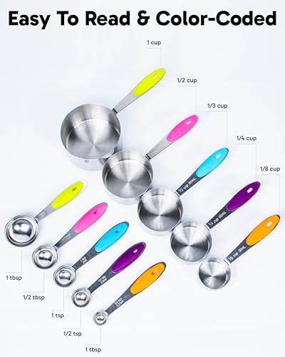 Dusico Stainless Steel Measuring Cups and Spoons Set of 10
