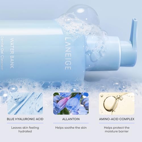 LANEIGE Water Bank Gentle Gel Facial Cleanser, 2.7 Ounce Hydrating Wash
