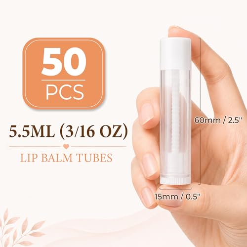 LotFancy 50PCS Clear Lip Balm Tubes, 5.5ml Refillable Containers