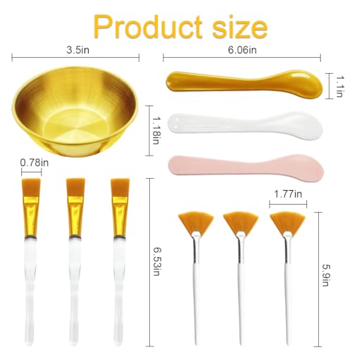 Large Esthetician Facial Supplies Kit with Gold Bowls & Brushes - DIY Face Mask Set