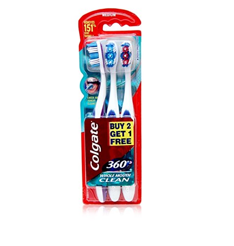 Colgate 360 Whole Mouth Clean Whitening Toothbrush - 3 Pack