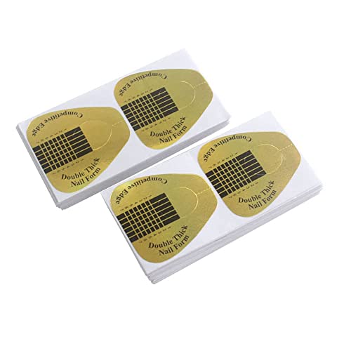 VNC 300Pcs Golden Nail Forms for Poly Gel Extensions Self-Adhesive Nail Tips Guide