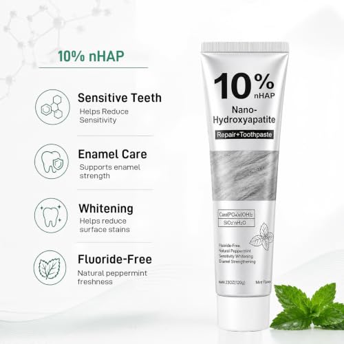 AINEW 10% Nano Hydroxyapatite Toothpaste 2 Pack for Sensitive Teeth - 4.23 Oz Each, Mint Flavor