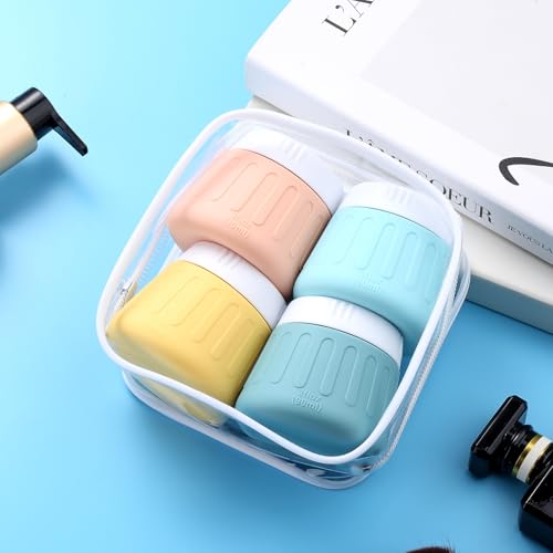Gemice 3 oz Macaron Travel Containers - Leakproof Toiletry Jars (4-Pack)