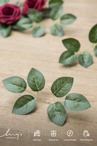 Ling's Moment Artificial Rose Leaves - 35pcs Realistic Greenery Filler