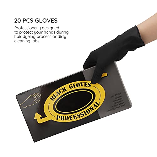 Segbeauty Medium Reusable Black Gloves for Hair Coloring - 20 Count