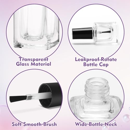 7ml Empty Nail Polish Bottles with Brush, Mixing Balls & Funnels - 5 Pack