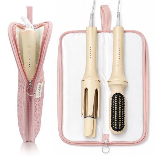 JeeVoya Heat-Resistant Hair Tools Organizer Bag - Portable Pouch for Straighteners & Curling Irons (Pink)