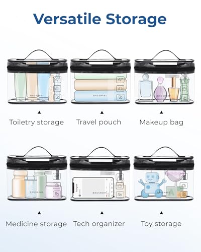 BAGSMART TSA Approved Toiletry Bag Set - 3 Pack Clear Travel Organizer