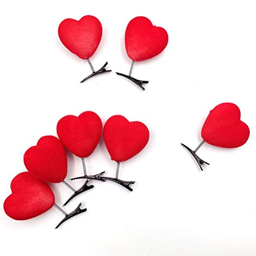BinaryABC 10 Pcs Valentines Day Red Heart Hair Clips Hairpins for Girls & Kids