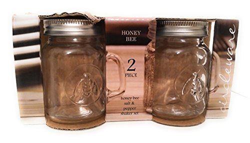 Circleware Honey Bee Mason Jar Salt and Pepper Shakers Set of 2