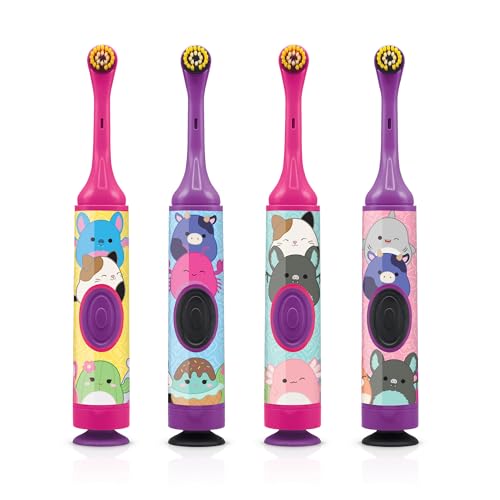 GUM Squishmallows Kids Battery Power Electric Toothbrush - Soft Bristles, Oscillating Head, 2-Pack