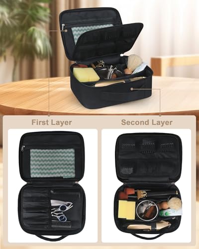 Meiiy Large Black Barber Tool Bag for Hair Clippers & Grooming Accessories