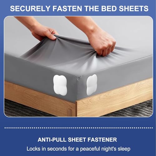 Fitted Bed Sheet Holders with Twist-Lock Clips - 4 Pack