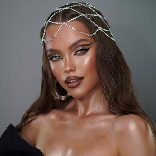 StoneFans Rhinestone Mesh Headpiece Cap Silver Roaring 20s Flapper Hair Accessory for Women Girls
