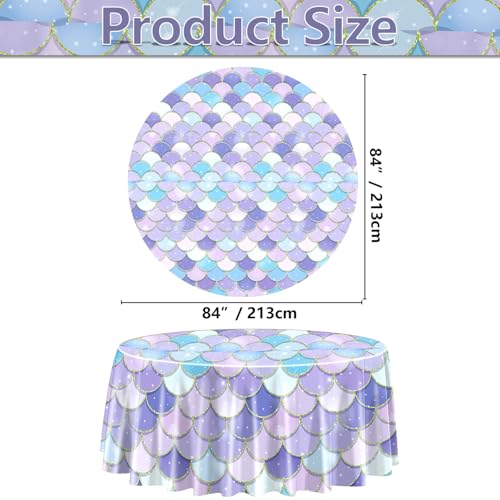 Mermaid Tablecloths Set - 3 Pcs Ocean Fish Scale Design, 84"